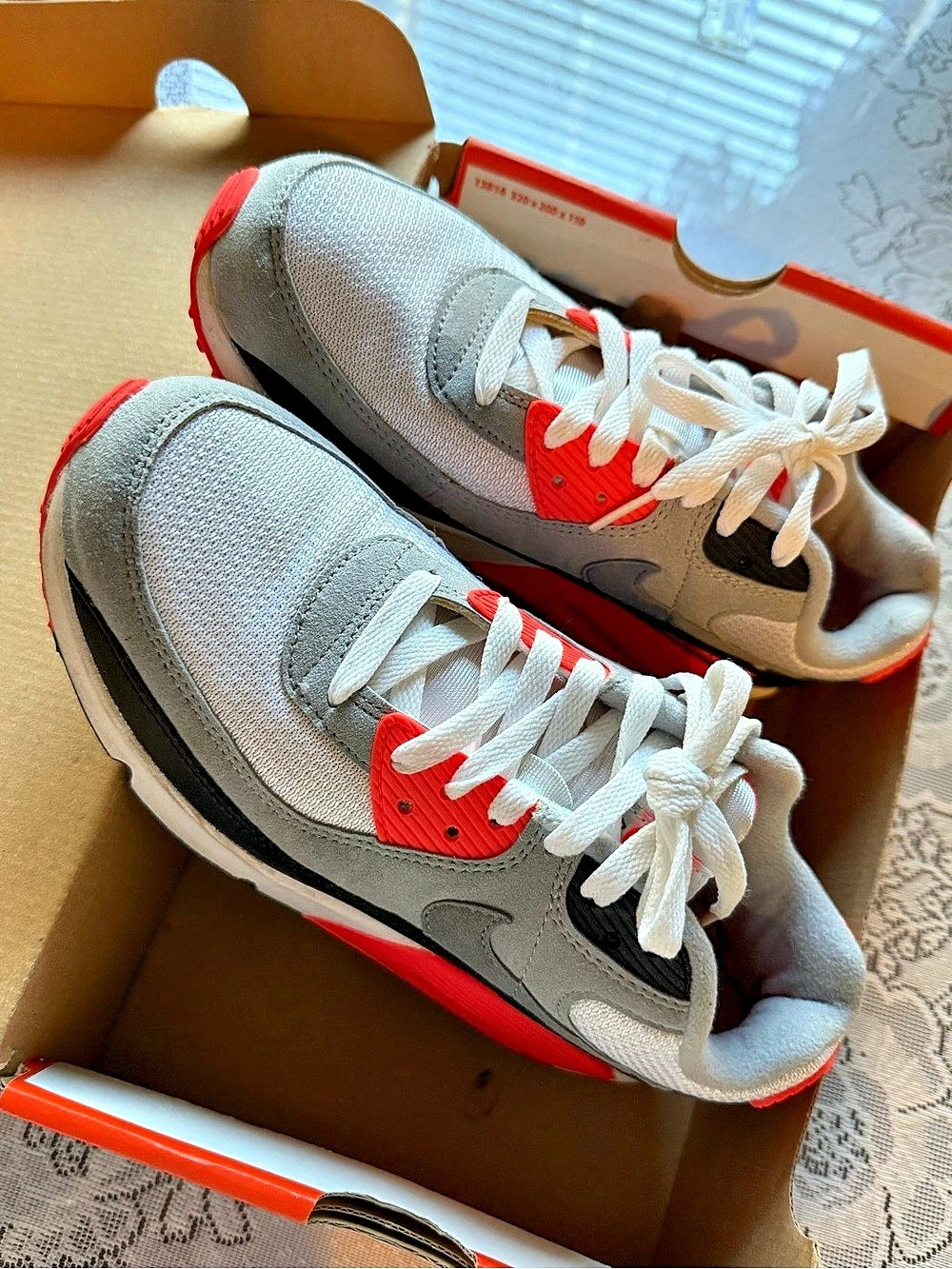 Nike Air Max 90 Infrared Gray & Red Sneakers